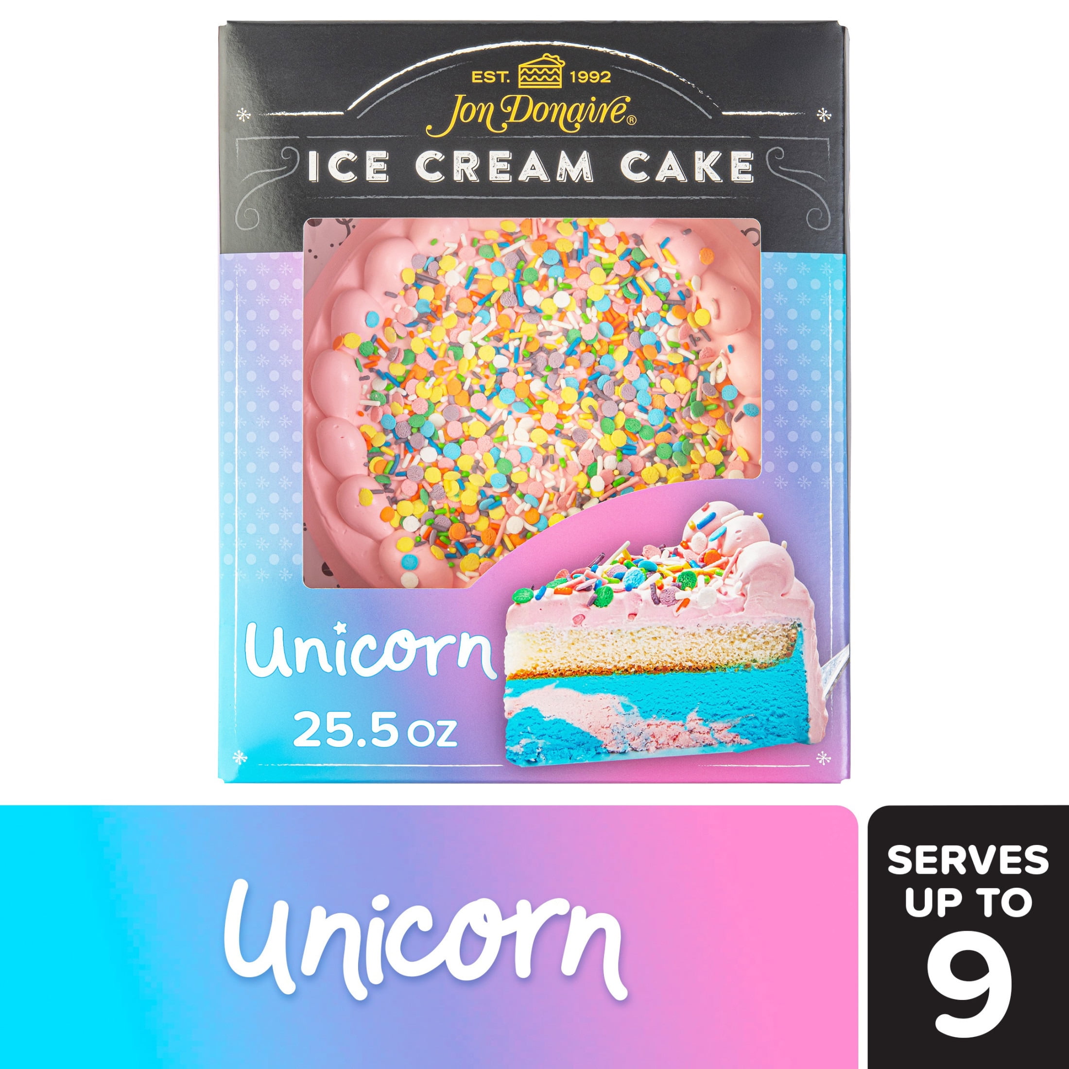 Jon Donaire 8" Unicorn Ice Cream Cake, Serves 9
