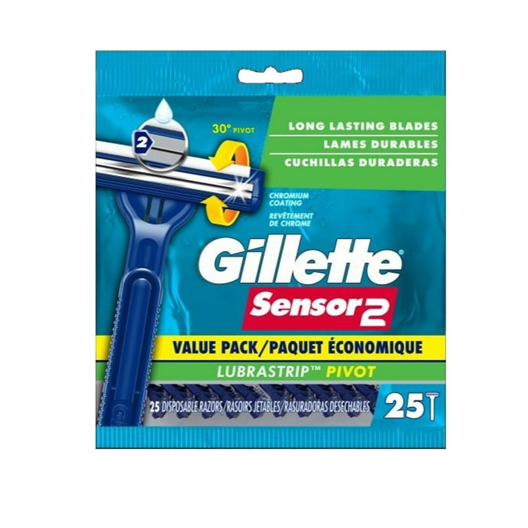 Gillette Sensor2 Pivoting Head Men's Disposable Razors, Blue, 25