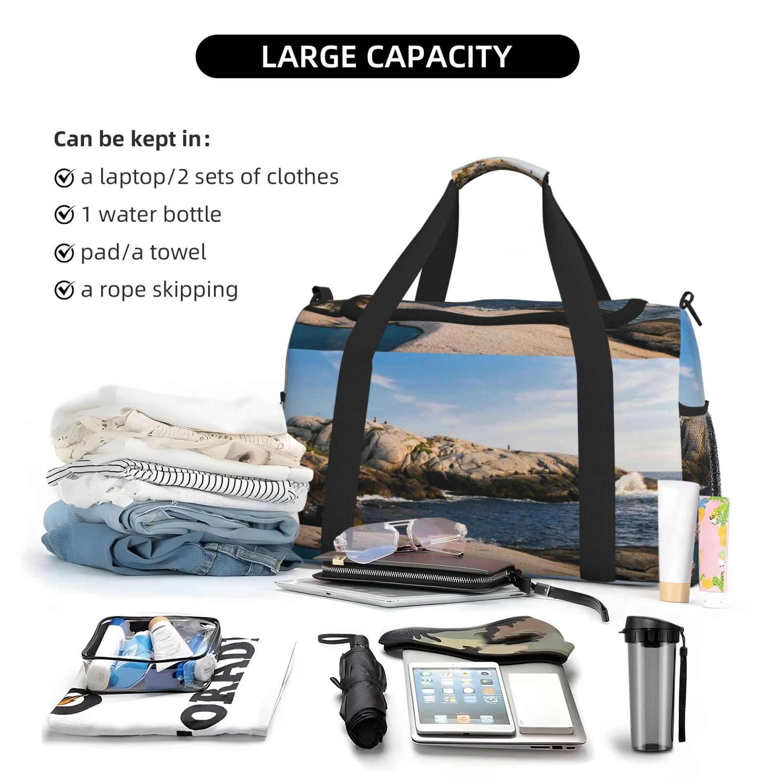Fuzoiu Lighthouse Print Travel Duffle Bag,Carry On Tote Bags,Duffel Bag,Sport Gym Bag, Hospital Bag for Labor and Delivery, Overnight Bag,Luggage Bag