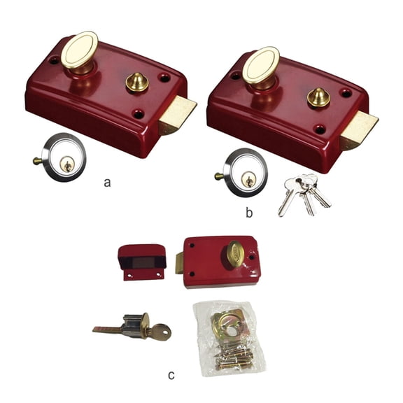 tredstone Loquet de Nuit Pêne Dormant Verrou de Rebord Serrures Ménagères Cadenas avant de Maison Portail Antivol Robuste Mortaise Simple Ouverte avec Clé Type 3