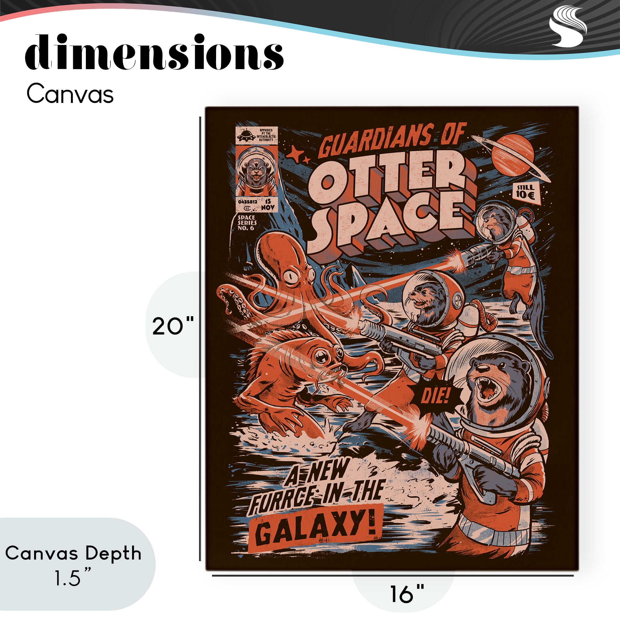 Stupell Industries Guardians Of Otter Space Retro Canvas Wall Art, design by EduEly Designs
