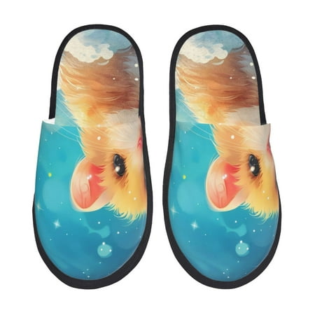 Balery Cloud Cute Hamster Slient Indoor Furry Fleece Comfort House Shoes Soft Non-Slip Home Shoes Cotton slippers House Slippers-- Medium