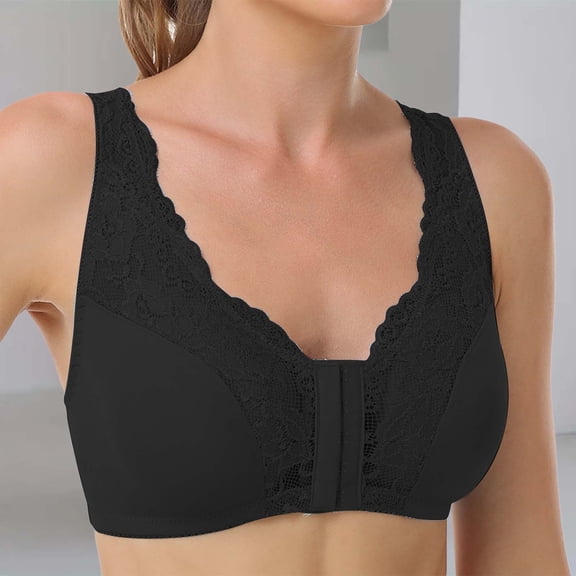 Women's Lace Wireless Push Up Racerback Sports Bra Black for Yoga Gym Workout Running Activewear