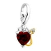 Duet 1 1/2 ct Natural Red Mystic Topaz Devil Heart Charm with Diamond in Sterling Silver & 14kt Gold