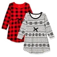 thumbnail image 4 of Touched by Nature Baby and Toddler Girl Organic Cotton Long-Sleeve Dresses 2pk, Buffalo Plaid, 0-3 Months, 4 of 4