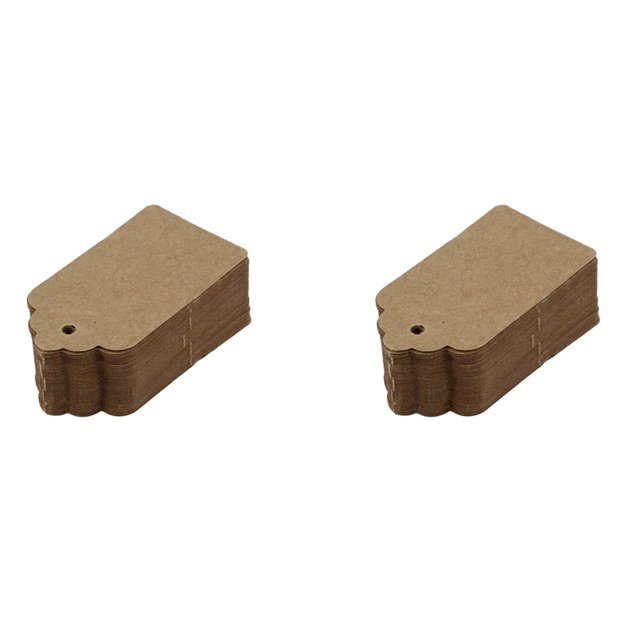 Paquete de 100 de Tarjeta de Papel Kraft Festoneada de 40mmx70mm, Etiqueta en Blanco Marron, Favor de la Boda, Bricolaje, Etiqueta de Precio - Pequeno (100)