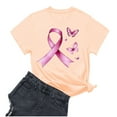 thumbnail image 3 of Frostluinai Pink Ribbon Shirts for Women Short Sleeve Fight Cancer Shirt Crew Nekc In October Shirt Breast Cancer Gifts for Women, 3 of 4