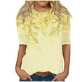 thumbnail image 2 of Sakmal Yellow Month Top Deal Elbow-Length Flower Crew Neck Graphic T-Shirts Womens Shirts Under $5, 2 of 5
