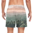 thumbnail image 2 of FORMRS Mens Swim Trunks Mesh Liner Quick Dry Casual Beach Board Shorts with Pockets, Sizes S-2XL, Mountains at Dawn, 2 of 9