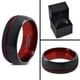 Tungsten Wedding Band Ring 8mm for Men Women Red Black Domed Brushed Polished Offset Line Lifetime Guarantee – image 4 sur 4