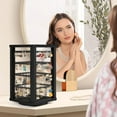 thumbnail image 6 of Rustic Rotating Wood Earring Stand, 4 Tiers Earring Holder Organizer Stand with 192 Earring Tree Holes Display for Stud Earrings, Hoop Earrings, 6 of 7