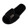 thumbnail image 2 of uublik Women Fuzzy Slippers for Home Memory Foam Open-Toe Slippers Soft Fleece Indoor Shoes Indoor/Outdoor Slippers, Black, 2 of 7