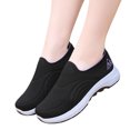 thumbnail image 2 of longantii Women's Orthopedic Slip-On Sneakers: Breathable Mesh Knitted Walking Shoes with Arch Support, Non-Slip Sole Wide Width for Comfort Black, 2 of 4
