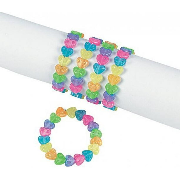 Rainbow Heart Bead Bracelets Jewelry 12 Pieces
