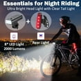 thumbnail image 4 of RONY 2000 Lumen Rechargeable Ultra Bright Bike Light with Rear Tail Light - Waterproof Bright Powerful 8 LED Bike Headlight for Night Riding Cycling, 4 of 9