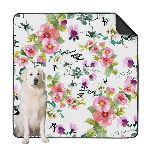 Extra Large 72x72 Inch Washable Puppy Pads, Reusable Highly Absorbent Dog Wee Pads with Flower Pattern, Non-Slip Backing for Hardwood & Tile Floors