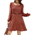 thumbnail image 4 of Sampeel Womens Square Neck Long Sleeve Fall Dresses Casual Babydoll Sweater Dress, 4 of 6