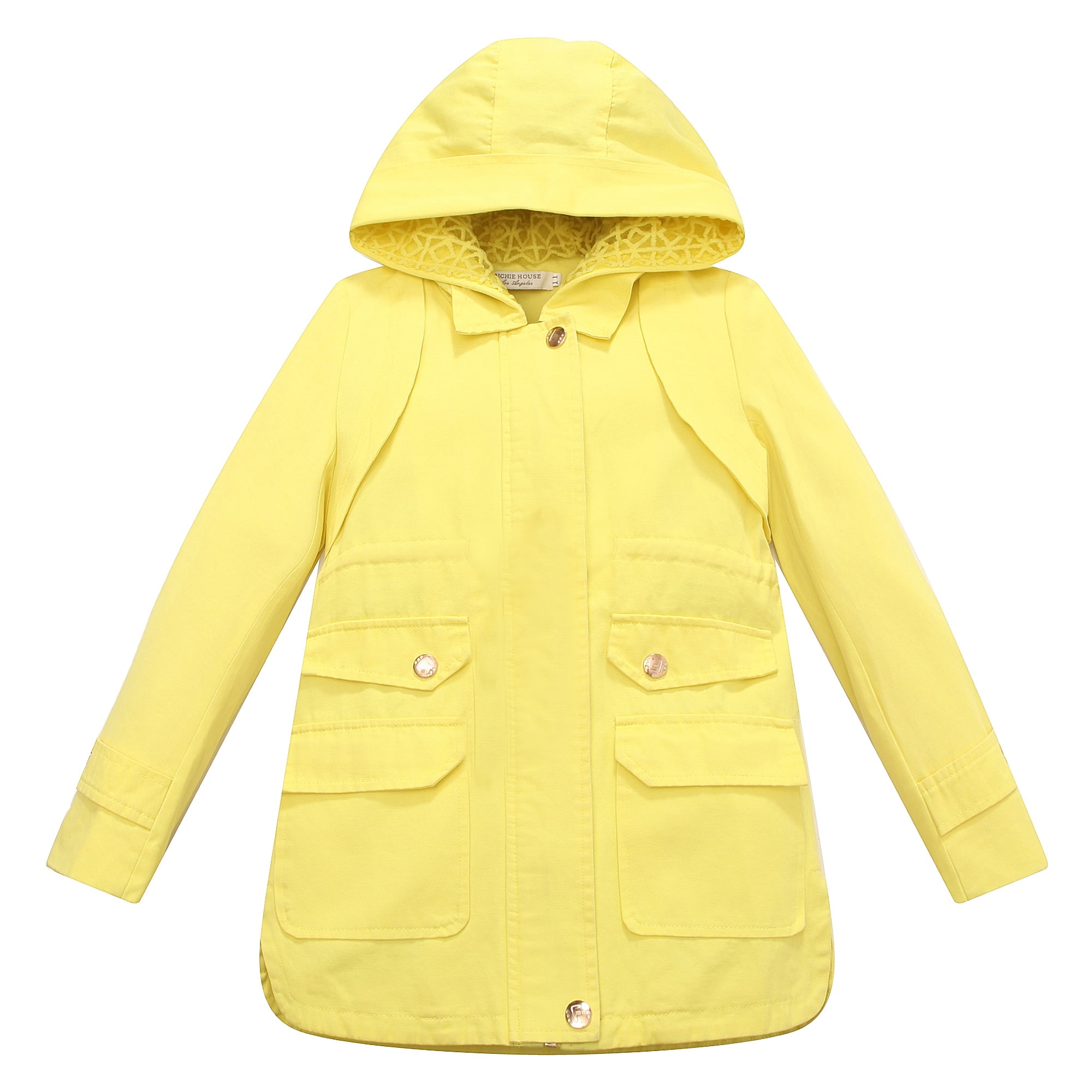 Richie House Girls' Zip Placketed Jacket With Gold Snaps And