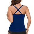 thumbnail image 4 of Fewfanhot Swimsuits for Women Underwire Tankini Top Twist V Neck Push Up Swim Top Ruched Bathing Suit Tops Only, 4 of 5