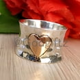 thumbnail image 4 of Hammered Sterling Silver Heart Ring: Handmade Spinner Band, 4 of 10