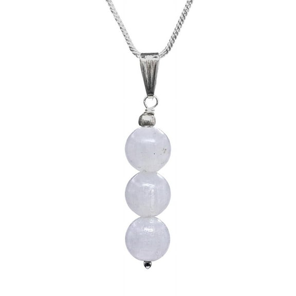Selenite Bead Necklace - Silver Necklace Pendant Jewelry for Women