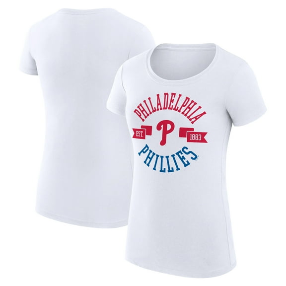 Women's G-III 4Her by Carl Banks White Philadelphia Phillies Super-Slim Fit Lightweight City Graphic T-Shirt