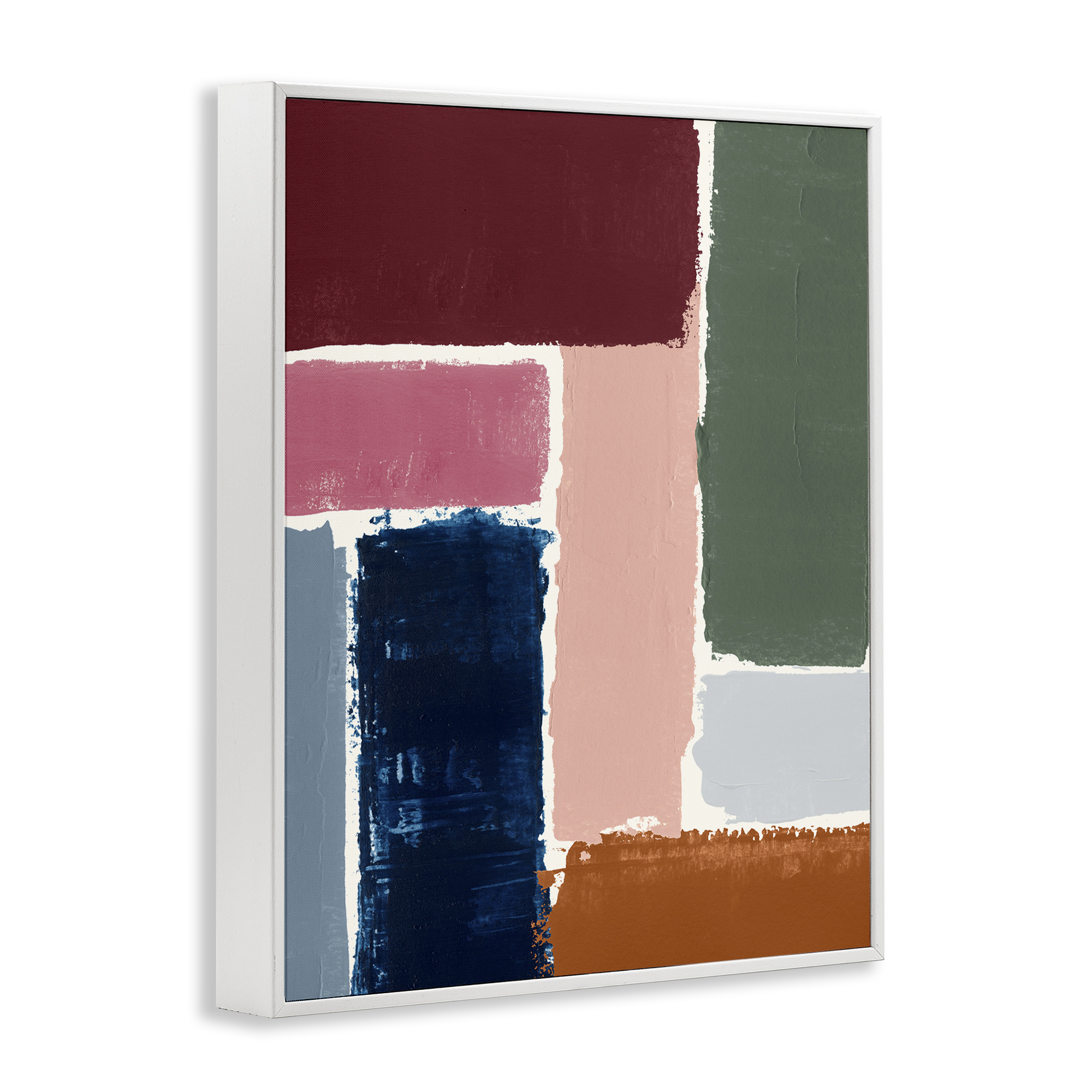 Stupell Industries Rectangular Shapes Pattern Abstract Painting White Framed Art Print Wall Art, 11 x 14