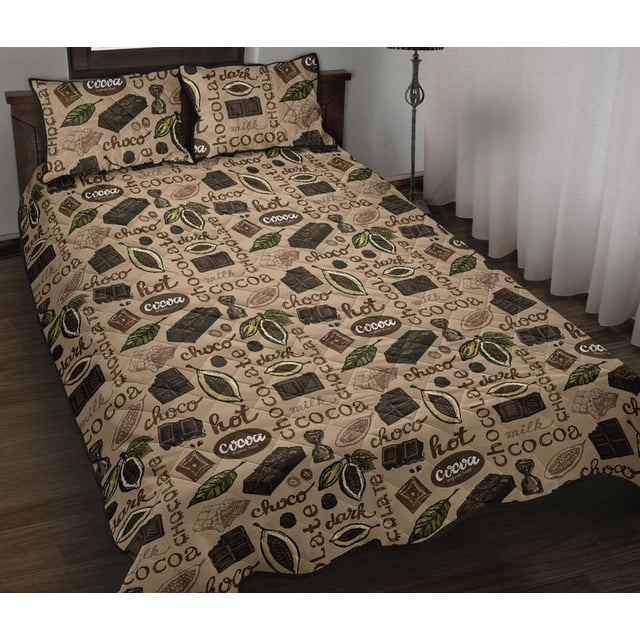 Juego de cama edredón con estampado de cacao y chocolate