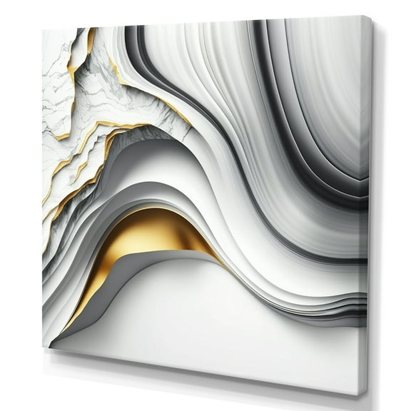 Designart Abstract Geode Waves Grey I Canvas Wall Art