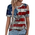 thumbnail image 6 of SELONE Tshirts for Women American Flag Plus Size Short Sleeve Crewneck Cold Shoulder July 4th Apparel Red White Blue Wear Clothes Gifts Activewear M, 6 of 7