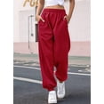 thumbnail image 6 of Women'S High Waisted Sweatpants Workout Active Joggers Pants Baggy Lounge Bottoms Red L, 6 of 8