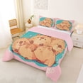 thumbnail image 2 of Erosebridal Kids Animal Capybara Queen Comforter Set 3pcs,Boys Girls Cartoon Wildlife Bedding Comforter Set,Pink Brown,Pink Reversible, 2 of 7