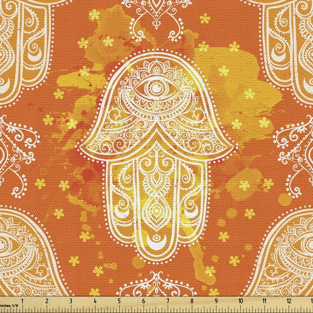 Oriental Upholstery Fabric by the Yard Folk Hand Motif Mystic Hippie