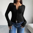 thumbnail image 2 of Cavosen Cardigan for Women Button Down V Neck Cropped Outfits Knit Long Sleeve Stretch Comfortable Clothes, 2 of 9