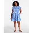thumbnail image 2 of Time and Tru Women's and Women's Plus Tiered Cotton Mini Dress with Flutter Sleeves, Sizes XS-4X, 2 of 7