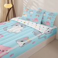 thumbnail image 3 of Erosebridal Cartoon Cats Zipper Queen Comforter Set with Fitted Sheet and 2 Pillowcases,Kawaii Animal Paw Rpint Zipper Bedding Set,Blue Pink Orange,Reversible, 3 of 6