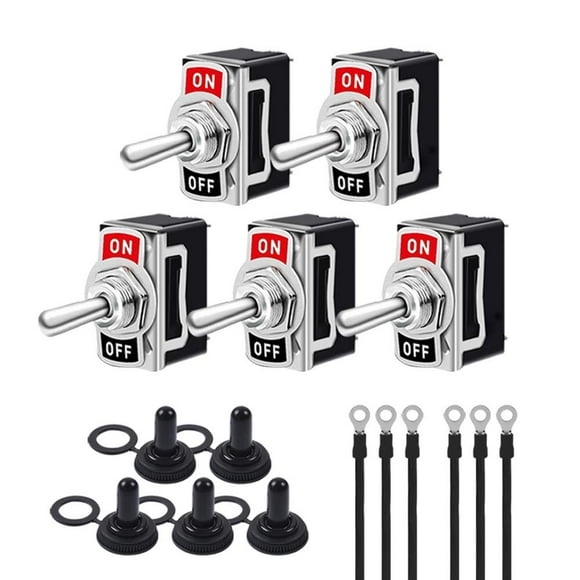 AutoEC Heavy Duty Toggle Switch - 15A 250V 20A 125V AC SPST ON/OFF SPST 2 Pin, Metal Bat Rocker Toggle Switch with 5