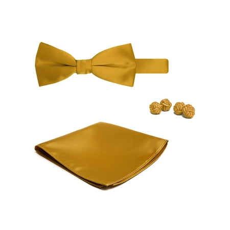 Pink Enamel Cufflinks - Jacob Alexander Solid Color Men's Bowtie Hanky and Cufflink Set