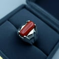 thumbnail image 2 of Natural Certified Red Coral Gemstone Moonga Astrological Ring 925 Sterling Silver Handmade Birthstone Jewelry Ring For Men, 2 of 4