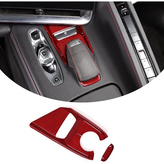 TINKI Real Carbon Fiber Gear Shift Panel ESP Anti Slip Switch Panel Trim Cover Compatible with Chevrolet Corvette C8 2020-2023