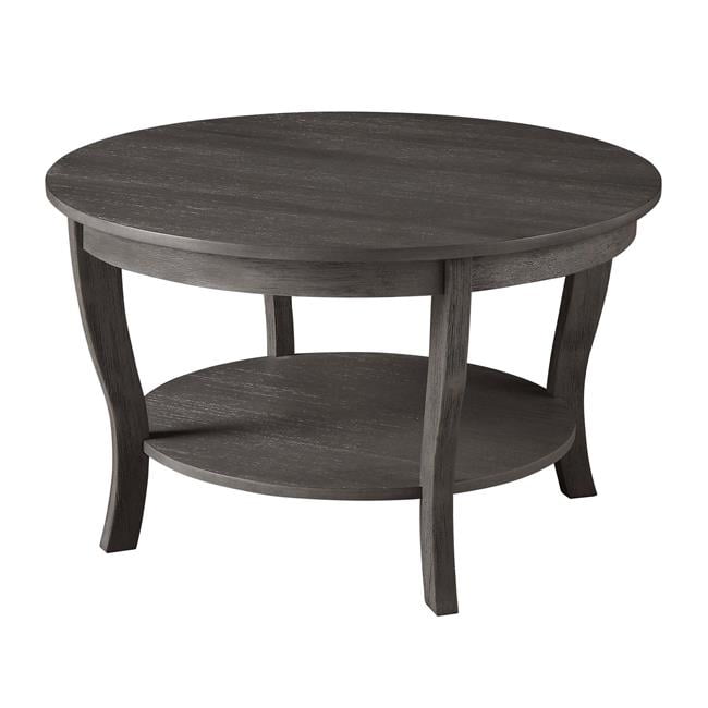 American Heritage Round Coffee Table, Dark Gray Wirebrush 30 x 30 x