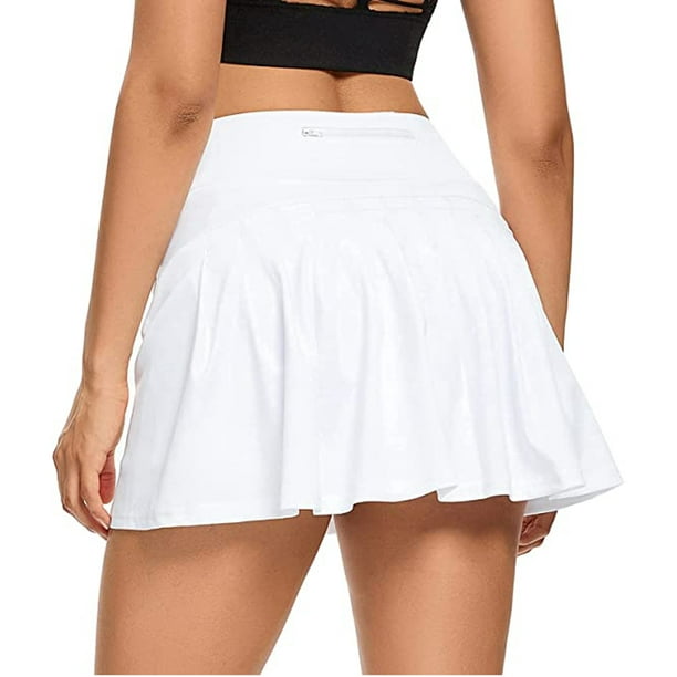 Women's Quick-Dry Athletic Tennis Skirts Volleyball Shorts Mid-Waisted  Pleated Skirts Sport Skort with Pocket (White,M) - Walmart.com