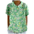 thumbnail image 1 of TSADFHJI Hauts de Fête de Noël pour Femmes Hauts Rétro Mode Coloré Ample Décontracté Col Rabattu T-Shirt Manches Courtes TG Vert, 1 of 5