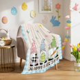 thumbnail image 3 of Throw Blanket Fleece Throw Blanket 50x80in, Easter Dwarfs with Egg Bunny Carrot Soft Lightweight Bed Blankets Flower on Linen and Blue Checker Fuzzy Couch Blankets for All Season, 3 of 9