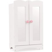 Wooden Lil' Doll Armoire with 6 Hangers, Furniture for 18-Inch Dolls - White Gift for Ages 3+