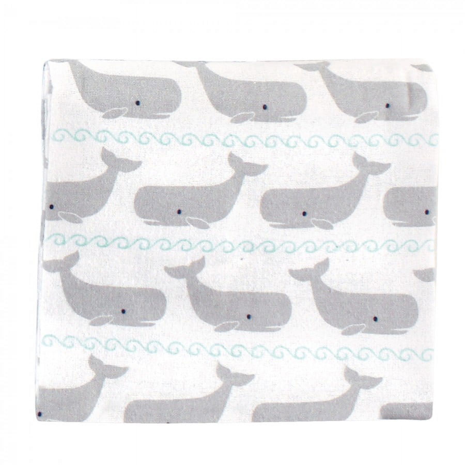 Hudson Baby Unisex Baby Cotton Poly Flannel Receiving Blankets Bundle, Gray Whale, One Size