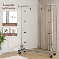 thumbnail image 6 of Mr IRONSTONE 450 lbs Heavy Duty Clothes Rack, Silver Chrome Garment Rack with Rolling Wheels and Bottom Shelf, 6 of 7