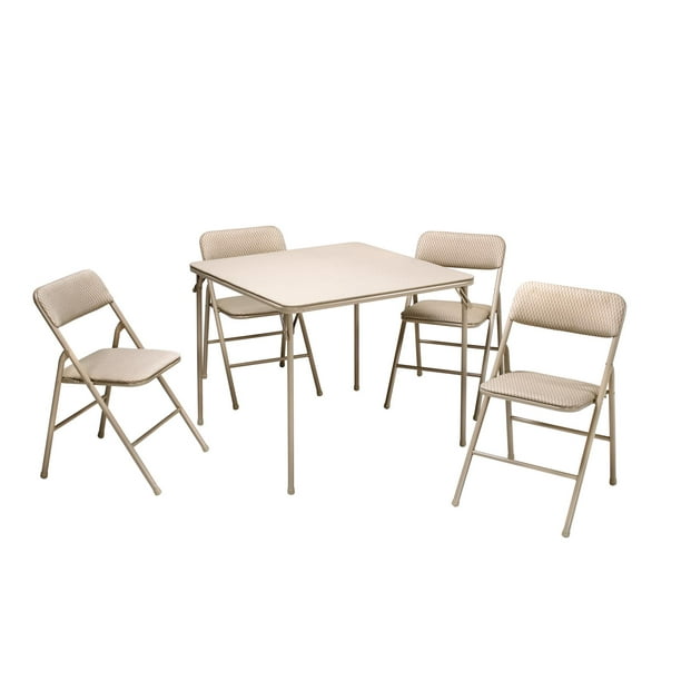 COSCO 5Piece Folding Dining Set with Card Table and 4 Fabric Padded