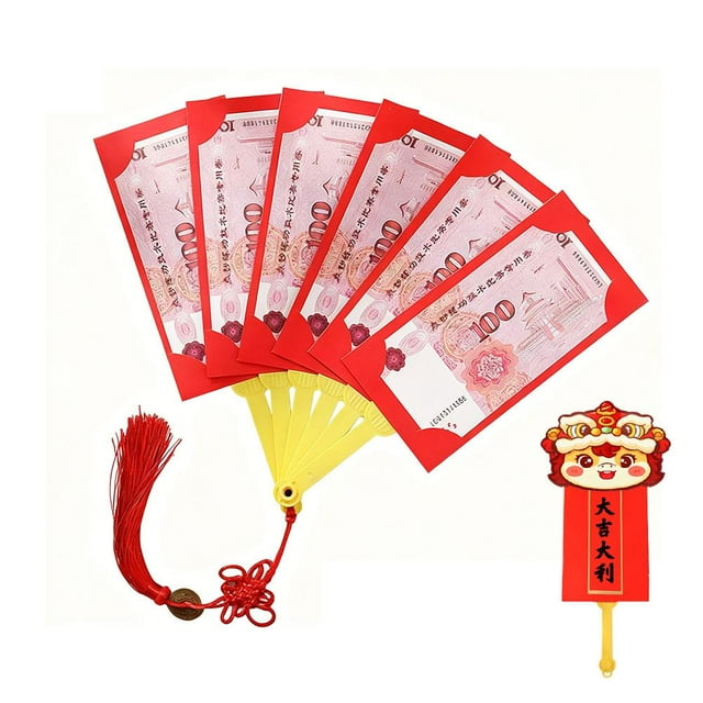 Enveloppe Rouge en Forme d'Éventail Année du Cheval 2026, Style Sachet Angpao Créatif, Fête du Nouvel An