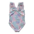 thumbnail image 3 of Yuanyu Girls One Piece Swimsuit Kids Ruffle Bathing Suit Swimwear Beachwear 5-14 Years, 3 of 8